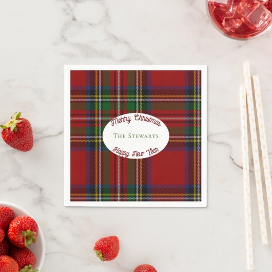 Serviette En Papier Stuart Plaid Tartan Christmas (En situation)