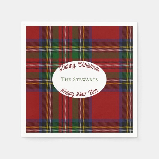 Serviette En Papier Stuart Plaid Tartan Christmas (Devant)