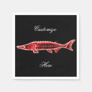 Serviette En Papier sturgeon rouge noir sous l'eau