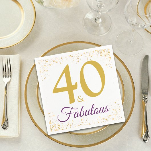 Serviette En Papier Style 40 et fabuleux Anniversaire de fête Gold