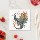 Serviette En Papier Style Art déco oiseau de Paradis design (En situation)