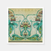 Serviette En Papier Style Art Nouveau Acanthus Bouquet Fleurs Dessert (Devant)