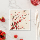 Serviette En Papier Style asiatique Peinture Plum Blossom au printemps (En situation)