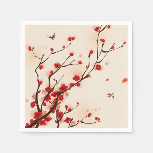 Serviette En Papier Style asiatique Peinture Plum Blossom au printemps (Devant)