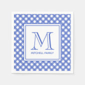 Serviette En Papier Style champêtre bleu En vichy Monogramme Motif (Devant)