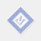 Serviette En Papier Style champêtre bleu En vichy Monogramme Motif (Coin)