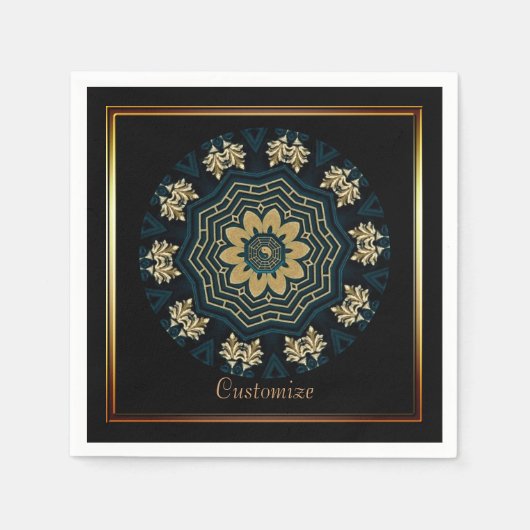 Serviette En Papier Style chic or et vert asiatique (Devant)