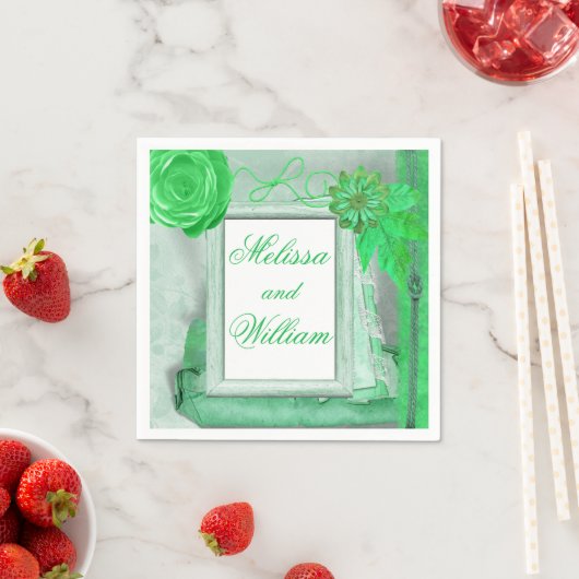 Serviette En Papier Style Chic Shabby Vert (En situation)