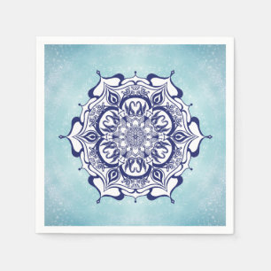 Serviette En Papier Style Chine bleue avec des créatures