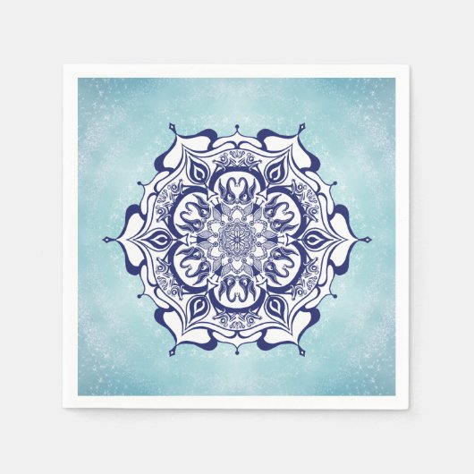 Serviette En Papier Style Chine bleue avec des créatures (Devant)