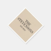 Serviette En Papier Style Classique Famille Nom Est Date Beige (Coin)