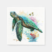 Serviette En Papier Style d'aquarelle sous-marine de tortue marine (Devant)
