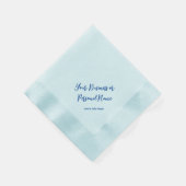 Serviette En Papier Style de calligraphie bleu personnalisé (Coin)