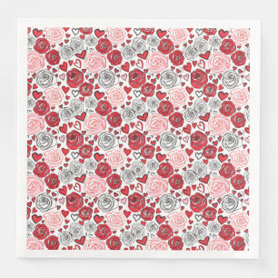 Serviette En Papier Style de dessin de roses rouges et roses pour la S