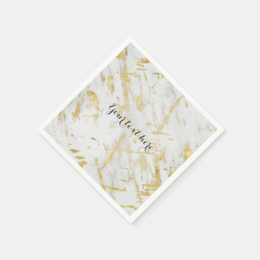 Serviette En Papier Style design élégant Gold & Marbre blanc Glam (Coin)