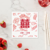 Serviette En Papier Style Dragon Double Symbole Bonheur Style Blanc (En situation)