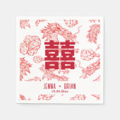 Serviette En Papier Style Dragon Double Symbole Bonheur Style Blanc (Devant)