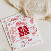 Serviette En Papier Style Dragon Double Symbole Bonheur Style Blanc