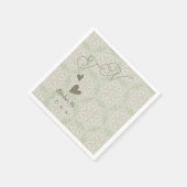 Serviette En Papier Style Ethnique Sage Vert Monogramme Papier Napkin (Coin)