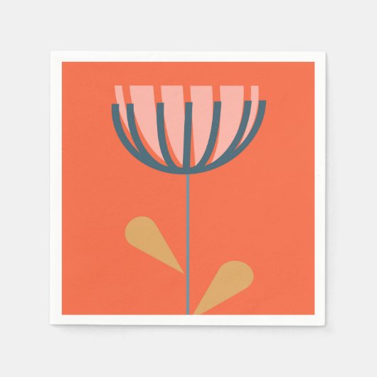 Serviette En Papier Style folklorique scandinave Fleur simple en orang (Devant)
