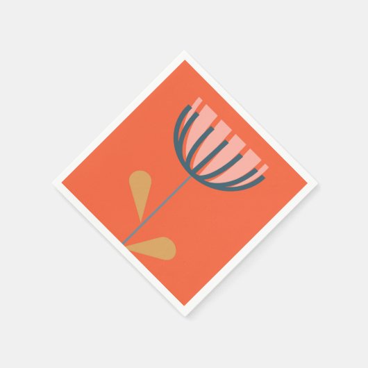 Serviette En Papier Style folklorique scandinave Fleur simple en orang (Coin)