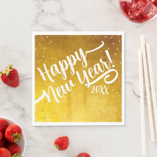 Serviette En Papier Style Glam Golden New Year Script Party (En situation)
