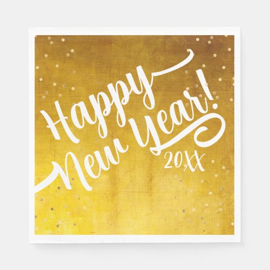 Serviette En Papier Style Glam Golden New Year Script Party (Devant)