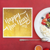 Serviette En Papier Style Glam Golden New Year Script Party