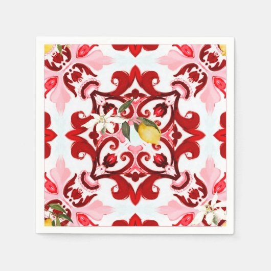 Serviette En Papier style italien, carreaux, majolica, citron, impress (Devant)