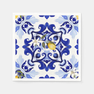 Serviette En Papier style italien, carreaux, majolica, citron, impress