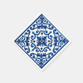 Serviette En Papier style italien, méditerranéen, mosaïque, bleu, (Coin)