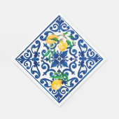 Serviette En Papier style italien, mosaïque, bleu, citron, (Coin)