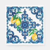 Serviette En Papier style italien, mosaïque, bleu, citron, (Devant)