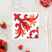 Serviette En Papier Style italien, mosaïque, rouge (En situation)