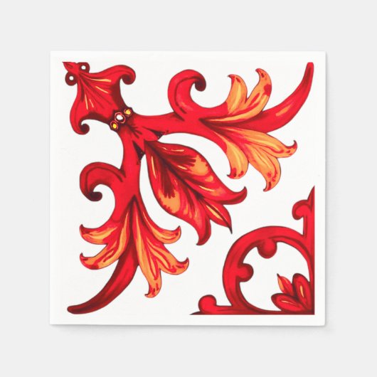 Serviette En Papier Style italien, mosaïque, rouge (Devant)