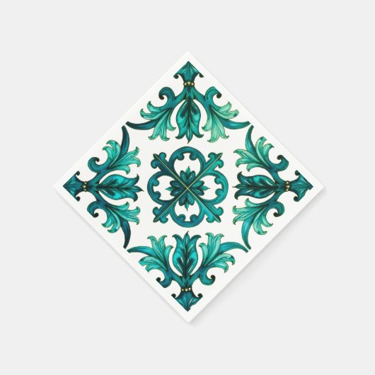 Serviette En Papier Style italien, mosaïque, vert (Coin)