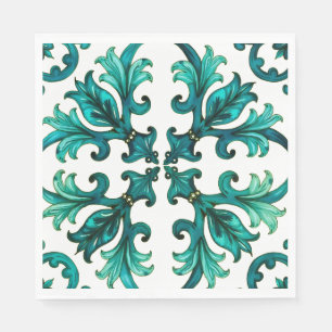 Serviette En Papier Style italien, mosaïque, vert