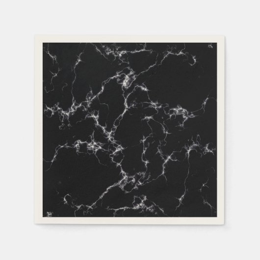 Serviette En Papier Style marbre élégant4 - Noir et Blanc (Devant)