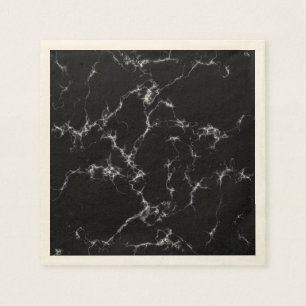 Serviette En Papier Style marbre élégant4 - Noir et Blanc