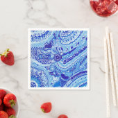 Serviette En Papier Style Ming bleu et blanc (En situation)