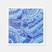 Serviette En Papier Style Ming bleu et blanc (Devant)