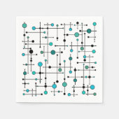 Serviette En Papier Style moderne du milieu du siècle Aqua Blue Dot (Devant)