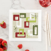 Serviette En Papier Style moderne du milieu du siècle Spoutnik vert et (En situation)