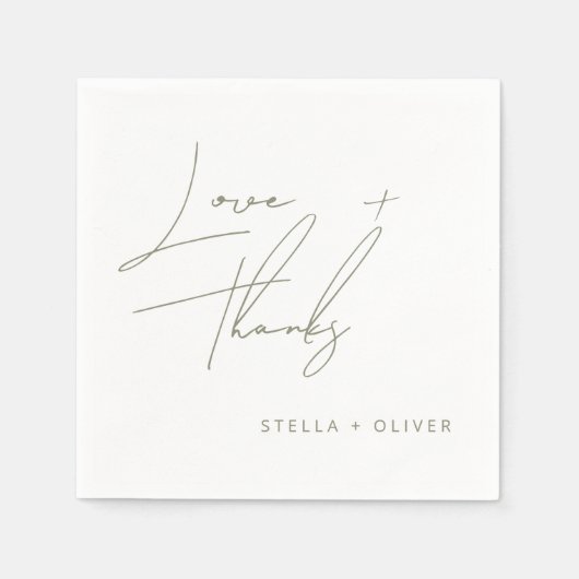 Serviette En Papier Style moderne Green Script Love Merci Papier (Devant)