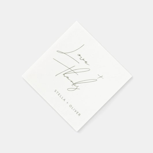 Serviette En Papier Style moderne Green Script Love Merci Papier (Coin)