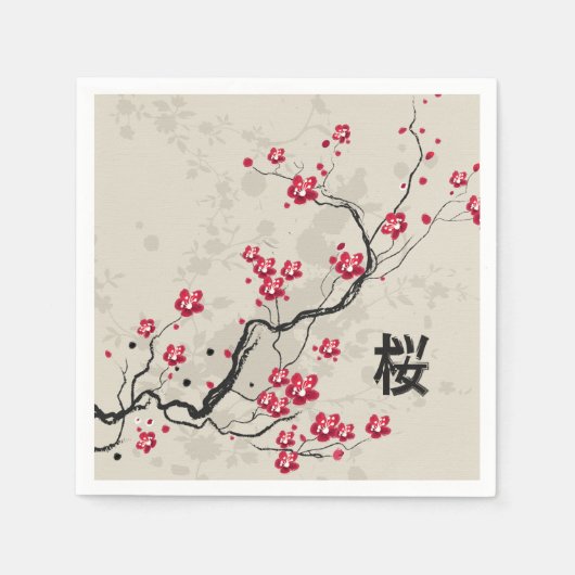 Serviette En Papier Style oriental Sakura Cherry Blossom Art (Devant)