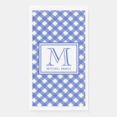 Serviette En Papier Style Pays Bleu En vichy Motif Monogramme (Devant)
