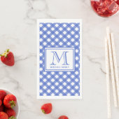 Serviette En Papier Style Pays Bleu En vichy Motif Monogramme (En situation)