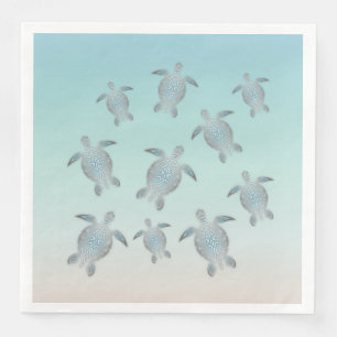 Serviette En Papier Style Plage Tortues Argent