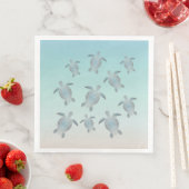 Serviette En Papier Style Plage Tortues Argent (En situation)